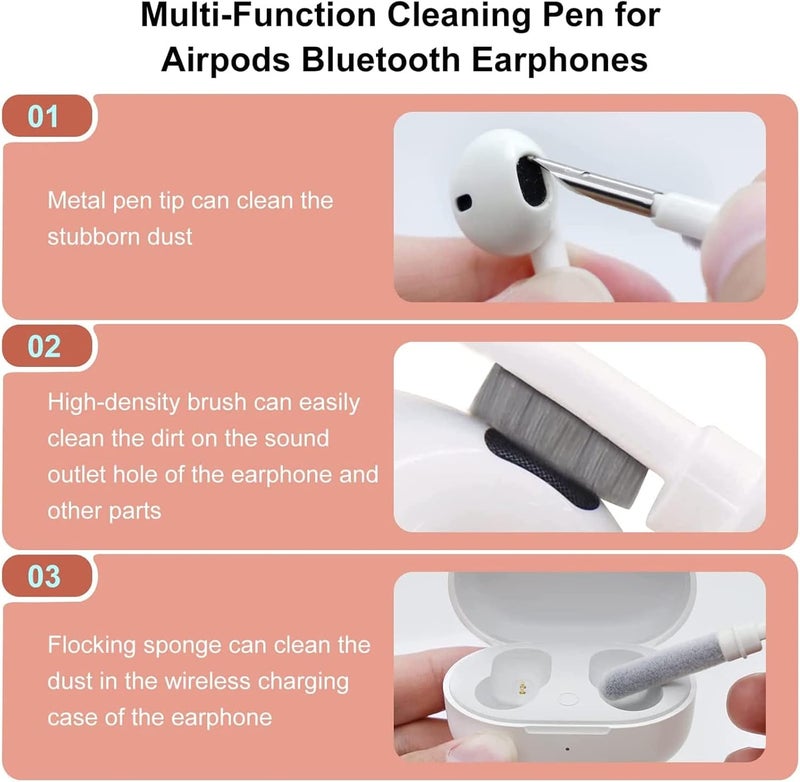 Spaceshoop Keyboard & Earphone Cleaner 5 in 1, Multifunctional in-Ear Headphones Cleaning Brush Computer Cleaning Tools Kit Corner Gap Duster Keycap Puller for Laptop Airpods Pro Bluetooth Earphones - Image 5