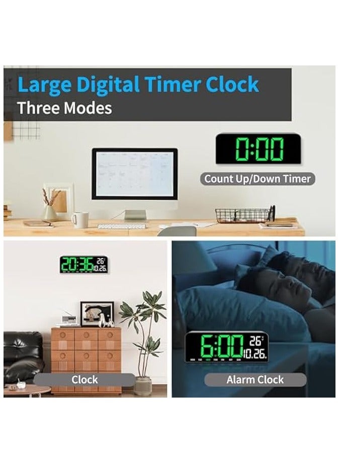 بروماس ساعة حائط رقمية، ساعة منبه رقمية كبيرة LED مع جهاز تحكم عن بعد، خط 3 بوصة، ساعة حائط كهربائية حديثة للمكتب لغرفة المعيشة وغرفة النوم وديكور المرآب - Image 4