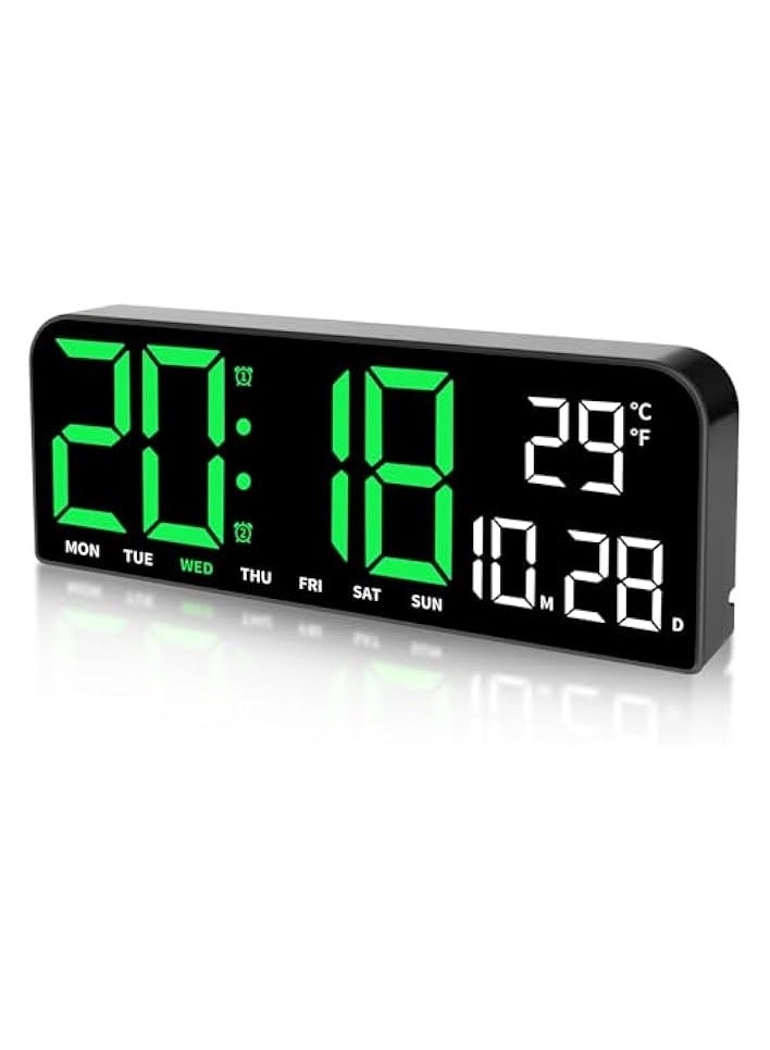 بروماس ساعة حائط رقمية، ساعة منبه رقمية كبيرة LED مع جهاز تحكم عن بعد، خط 3 بوصة، ساعة حائط كهربائية حديثة للمكتب لغرفة المعيشة وغرفة النوم وديكور المرآب - Image 1