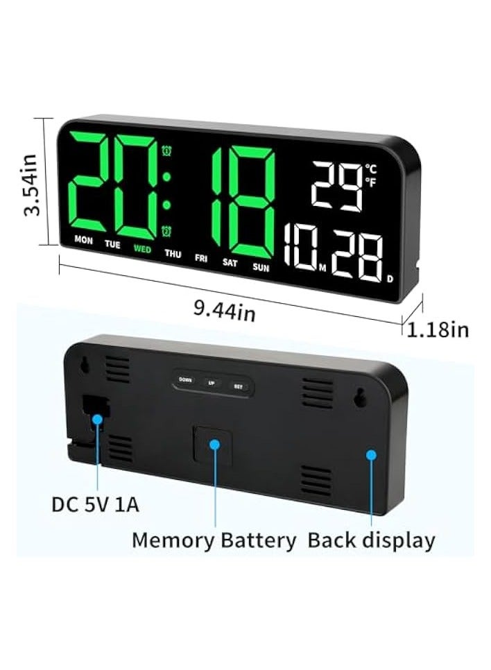 بروماس ساعة حائط رقمية، ساعة منبه رقمية كبيرة LED مع جهاز تحكم عن بعد، خط 3 بوصة، ساعة حائط كهربائية حديثة للمكتب لغرفة المعيشة وغرفة النوم وديكور المرآب - Image 2