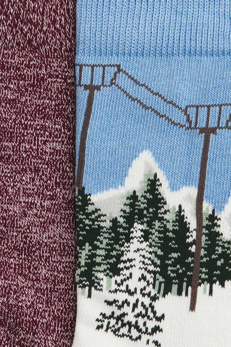 اتش اند ام جوارب بتفاصيل نقشة - عبوة من قطعتين