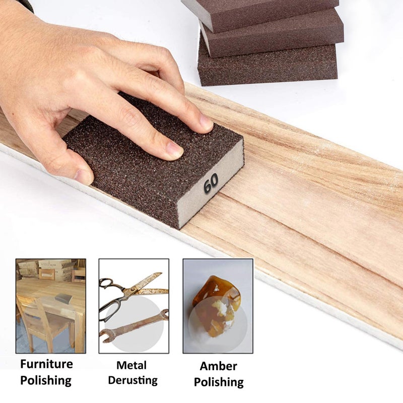 Tnisesm 6Pcs Sanding Blocks 60/80/120/180/220 Grits Sanding Sponge,for Drywall Wood Metal Washable & Reusable Sandpaper BlocksWashable and Reusable - Image 5