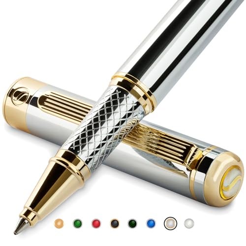 Scriveiner Chrome Rollerball Pen - Stunning Award-Winning Luxury Pen, Schmidt Ink Refill, Best Roller Ball Pen Gift Set for Men & Women, Professional, Executive Office, Nice, Fancy Pens - Image 1