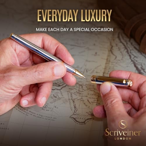 Scriveiner Chrome Rollerball Pen - Stunning Award-Winning Luxury Pen, Schmidt Ink Refill, Best Roller Ball Pen Gift Set for Men & Women, Professional, Executive Office, Nice, Fancy Pens - Image 5