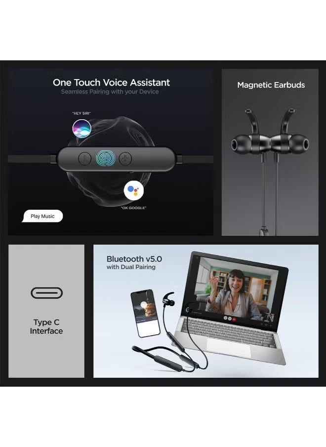 255 Pro+ Bluetooth In-Ear Neckband – Up to 60 Hours Playback, ASAP Charge, IPX7 Waterproof, Dual Pairing, Bluetooth v5.2 – Active Black, Perfect for Sports & Daily Use - Image 4