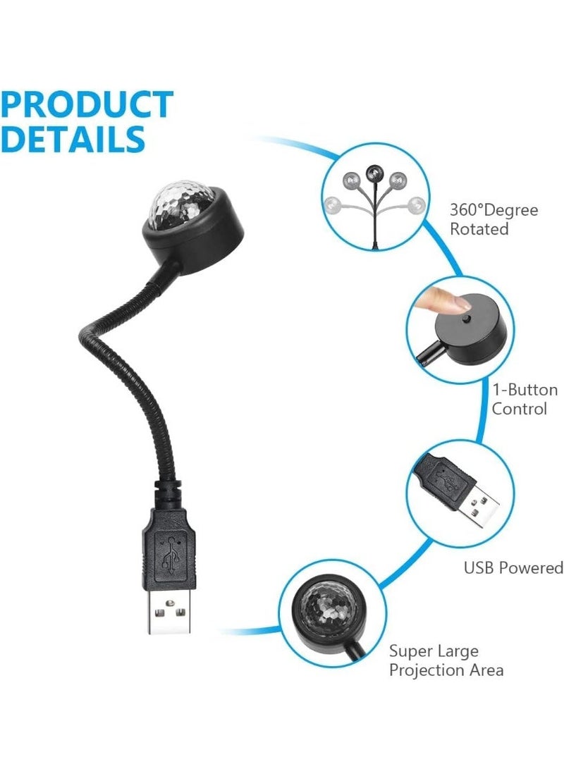 مصباح نجوم LED USB محمول بتحكم صوتي 4 ألوان و9 أوضاع إضاءة مع دوران 360 درجة – إضاءة رومانسية للسيارة والمنزل والحفلات متوافق مع جميع منافذ USB - Image 2