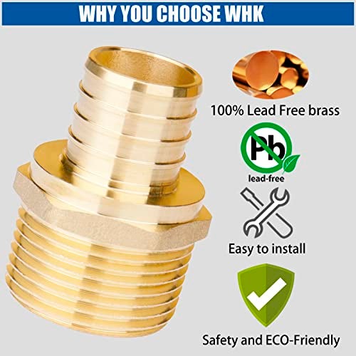 WHK 6 PACK PEX-B 1 inch X 1 Inch Male NPT (MNPT) Adapter Crimp Pex Fittings - Image 3