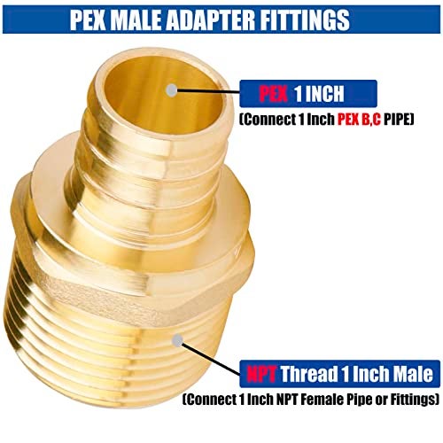 WHK 6 PACK PEX-B 1 inch X 1 Inch Male NPT (MNPT) Adapter Crimp Pex Fittings - Image 2
