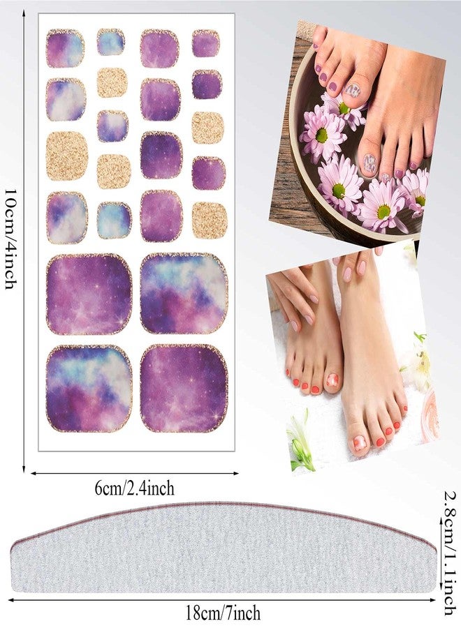 Maitys 264 Pieces 12 Sheets Toe Nail Stickers Self Adhesive Full Nail Wraps Toenail Art Polish Stickers Strips Manicure Accessories Glitter Decals with 1 PC File for Women Girls(Chic Style) - Image 4