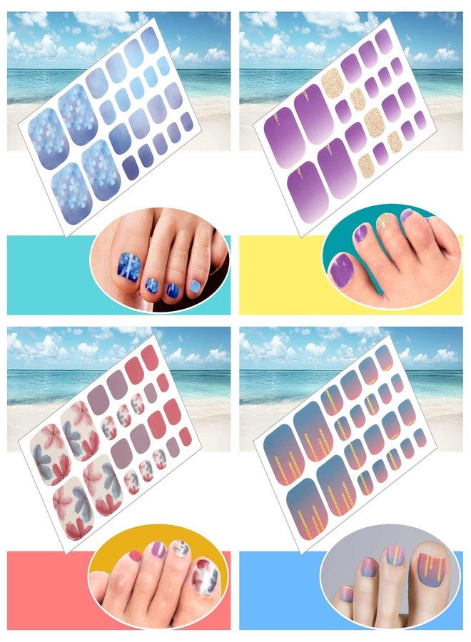 Maitys 264 Pieces 12 Sheets Toe Nail Stickers Self Adhesive Full Nail Wraps Toenail Art Polish Stickers Strips Manicure Accessories Glitter Decals with 1 PC File for Women Girls(Chic Style) - Image 3
