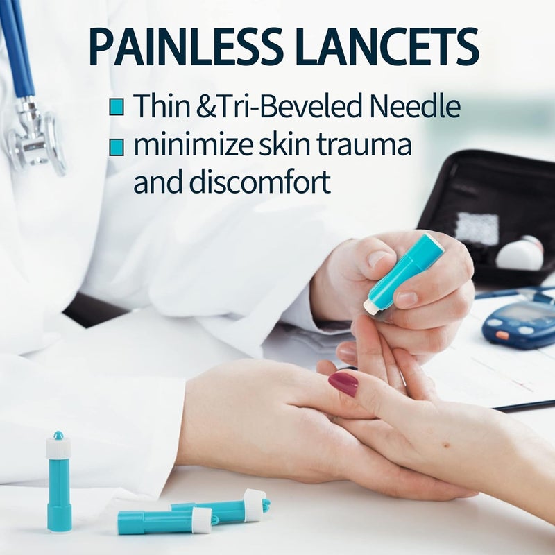LotFancy Lancets for Diabetes Testing 30 Gauge 100 Count Safety Lancet 18mm Depth All in One Sterile Lancets for Diabetic Blood Glucose Testing Disposable Lancing Device Not Required - Image 5