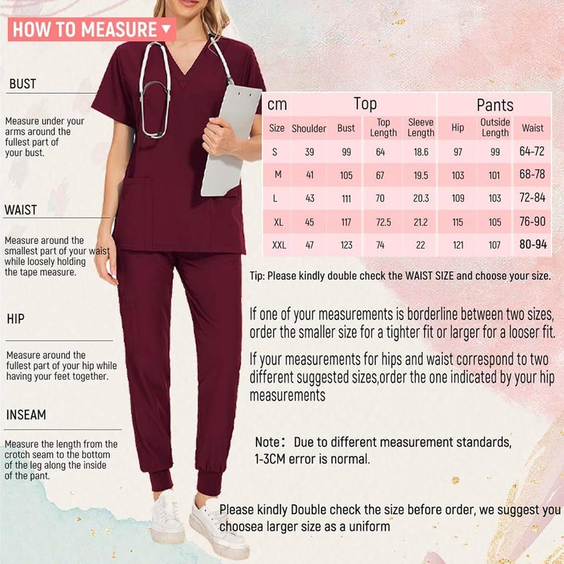 Nursing Scrubs Set Built with V Neckline Pocket Uniform Pants Machine Washable Daily Workwear Lightweight Flexible Material Suitable for, Black, S - Image 4