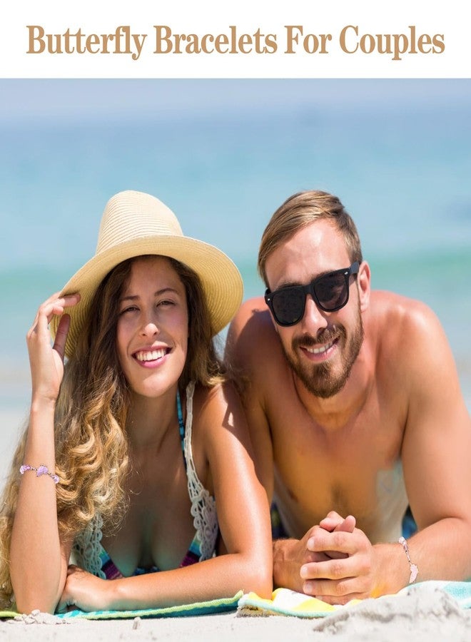 جريفوسيا أساور صداقة من قطعتين من جريفوسيا، أساور متطابقة على شكل فراشة، أساور قابلة للتعديل لأفضل صديقتين، هدايا مجوهرات للنساء والأزواج والأصدقاء (وردي، بنفسجي) - Image 5