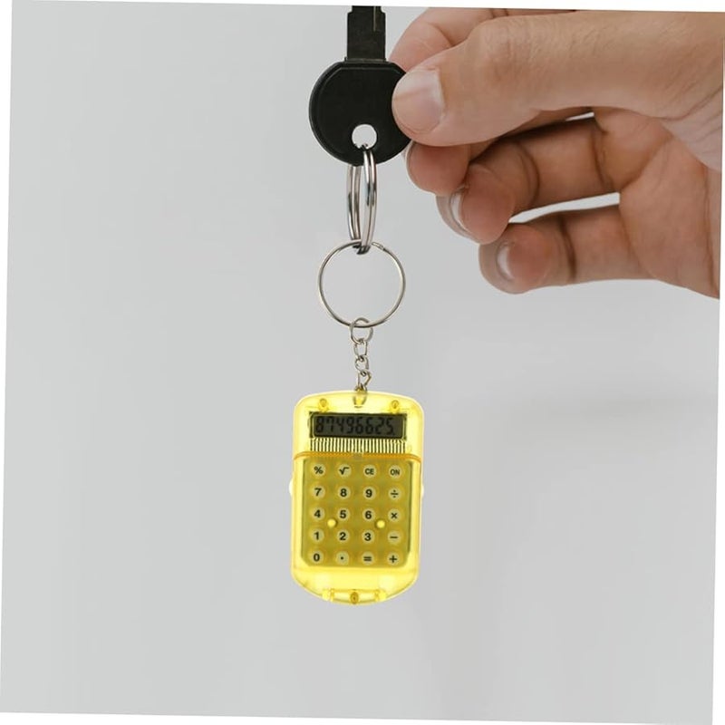 Veemoon Yellow 4 Pack Calculator Keychain Compact LCD Display for Home School Office - Image 4
