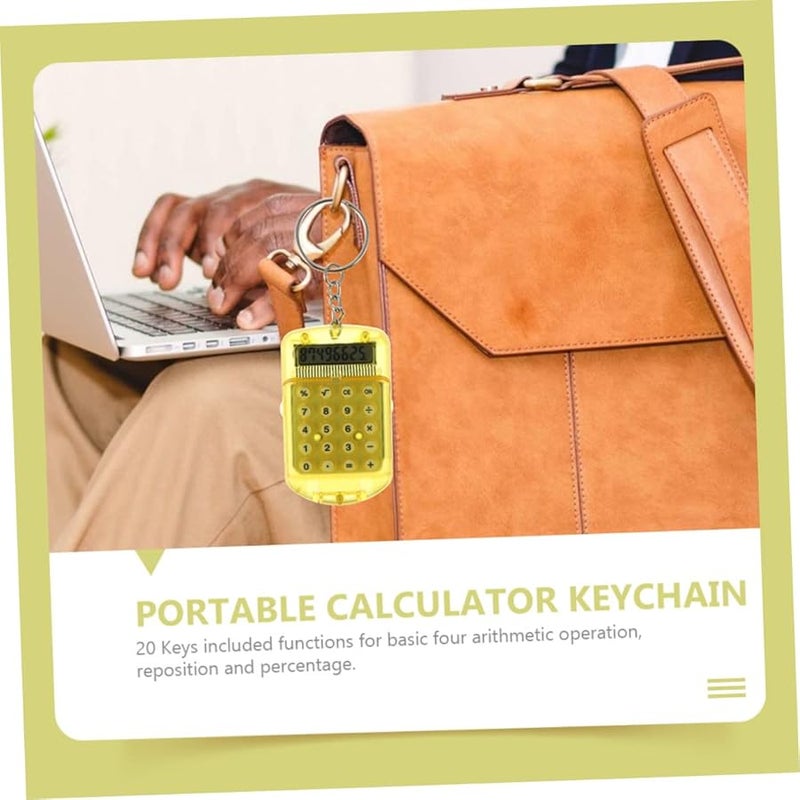 Veemoon Yellow 4 Pack Calculator Keychain Compact LCD Display for Home School Office - Image 2
