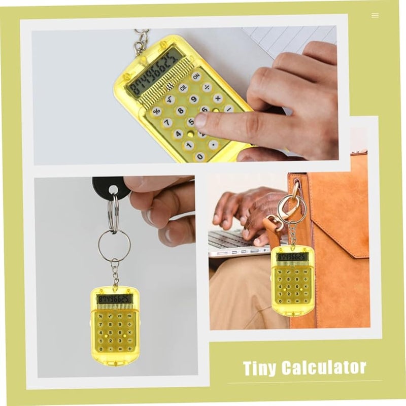 Veemoon Yellow 4 Pack Calculator Keychain Compact LCD Display for Home School Office - Image 5