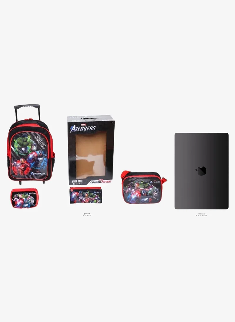 Marvel 5-Piece Marvel Avengers Printed Zipper Closure Telescopic Handle Trolley Backpack Set Multicolour 14 x 42 x 31 cm FKVP-02201