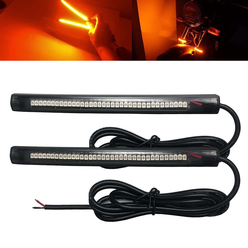 NBWDY 2Pcs 6in 3528 PVC Amber Led Strip 36LED Motorcycle Turn Signal Light Tail Light Flexible LED Strip Light Universal for Motorcycle ATV UTV SUV Golf Cart Car Snowmobile - Image 1