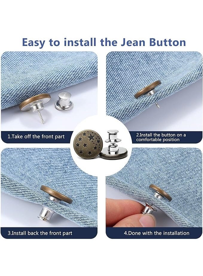 FDTY مجموعة من 30 قطعة من دبابيس أزرار الجينز الفورية بدون خياطة (17 مم) - مشابك أزرار بديلة قابلة للتعديل للبنطلونات - Image 1
