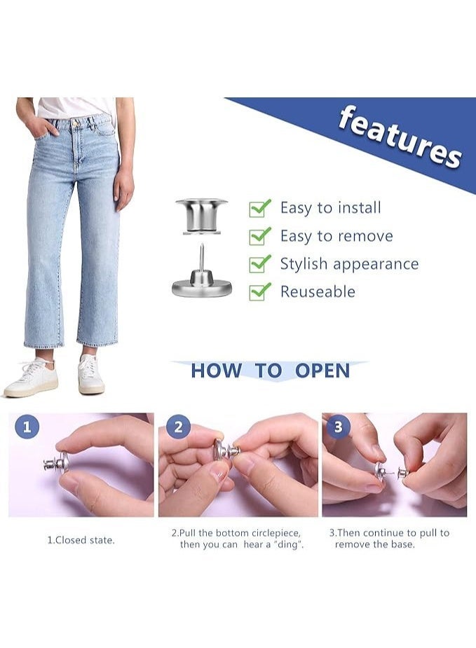 FDTY مجموعة من 30 قطعة من دبابيس أزرار الجينز الفورية بدون خياطة (17 مم) - مشابك أزرار بديلة قابلة للتعديل للبنطلونات - Image 4