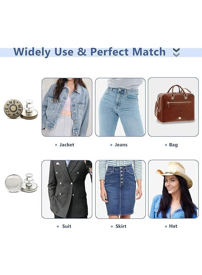 FDTY مجموعة من 30 قطعة من دبابيس أزرار الجينز الفورية بدون خياطة (17 مم) - مشابك أزرار بديلة قابلة للتعديل للبنطلونات - Image 3