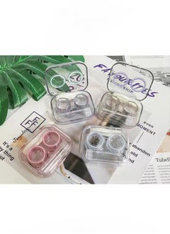 Generic 3 Piece Clear Contact Lens Case Flip Lid, Leakproof Contact Lens Case Holder, Cute Contact Lens Kit with Tweezer Removal Tool Solution Bottle, Suitable for Travel and Home Use, 3 Colors  - Image 2