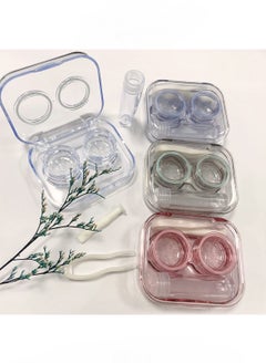 Generic 3 Piece Clear Contact Lens Case Flip Lid, Leakproof Contact Lens Case Holder, Cute Contact Lens Kit with Tweezer Removal Tool Solution Bottle, Suitable for Travel and Home Use, 3 Colors  - Image 3