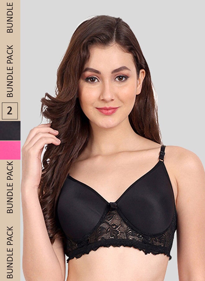 FIMS Pack of 2 Floral Lightly Cotton Padded Bra - Image 1