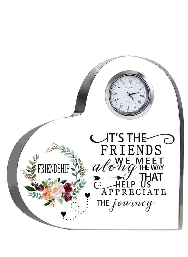 RARELY كريستال زجاج على شكل قلب مع ساعة هدايا فريدة للنساء لوحة صداقتها فكرة هدية عيد ميلاد لأفضل صديق أنثى - Image 1