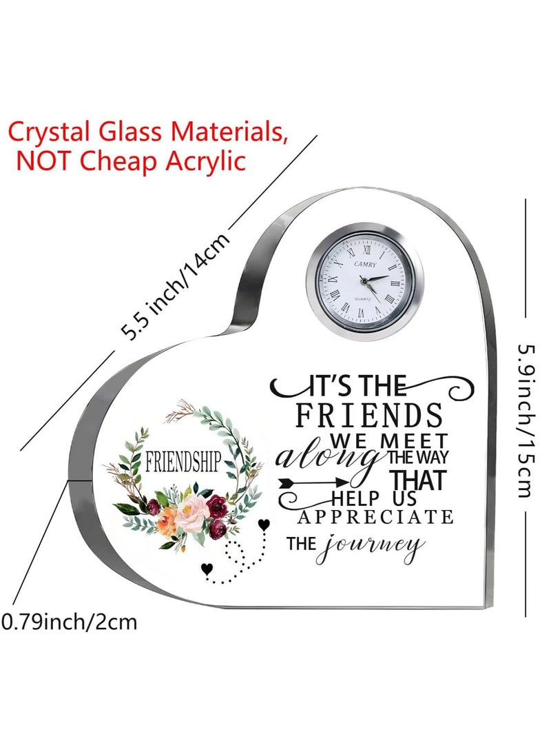 RARELY كريستال زجاج على شكل قلب مع ساعة هدايا فريدة للنساء لوحة صداقتها فكرة هدية عيد ميلاد لأفضل صديق أنثى - Image 2