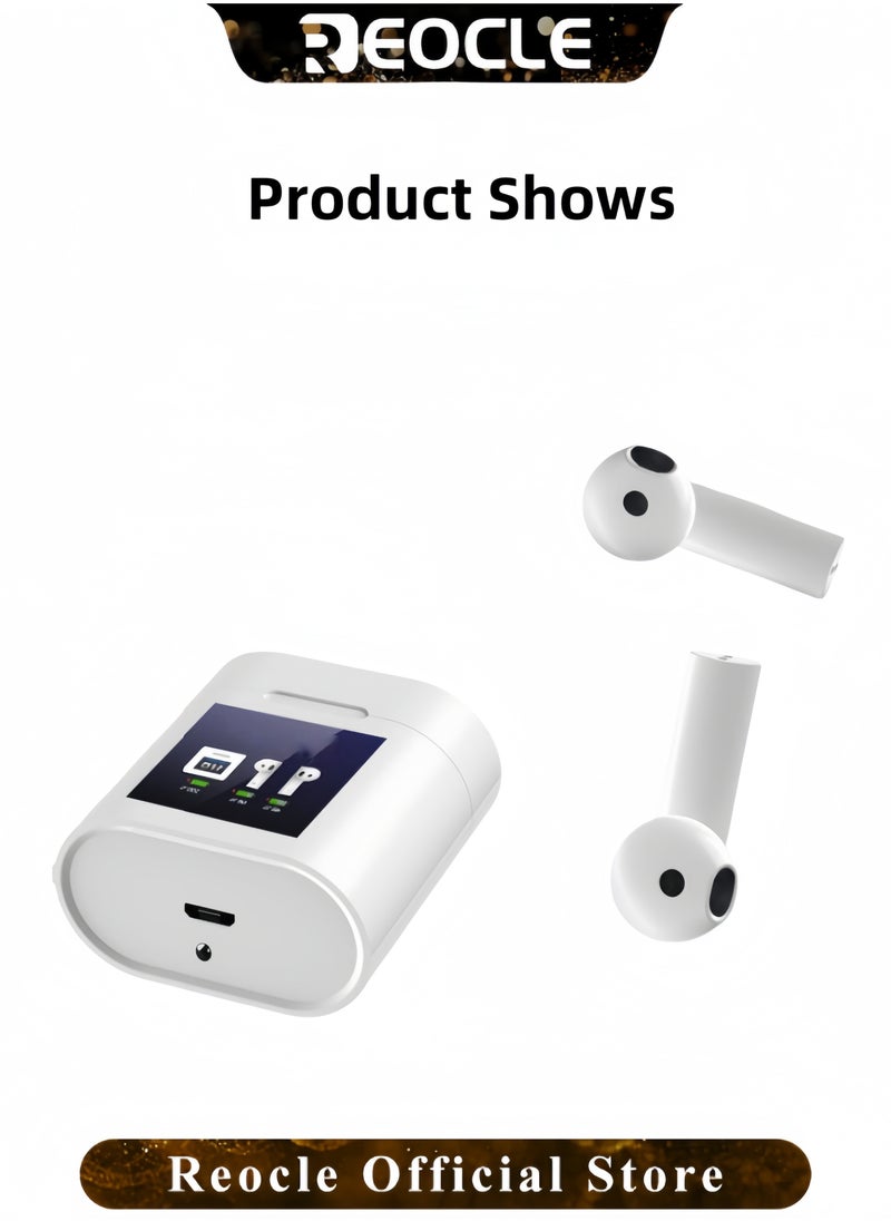 REOCLE Wireless Earbuds Bluetooth Earbuds with High Definition Display Screen Wireless Charging Case Portable Earphones Adaptive Noise Cancelling to Ears & Environment  - Image 2