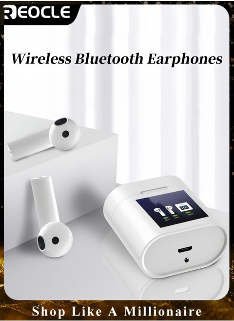 Wireless Earbuds Bluetooth Earbuds with High Definition Display Screen Wireless Charging Case Portable Earphones Adaptive Noise Cancelling to Ears & Environment