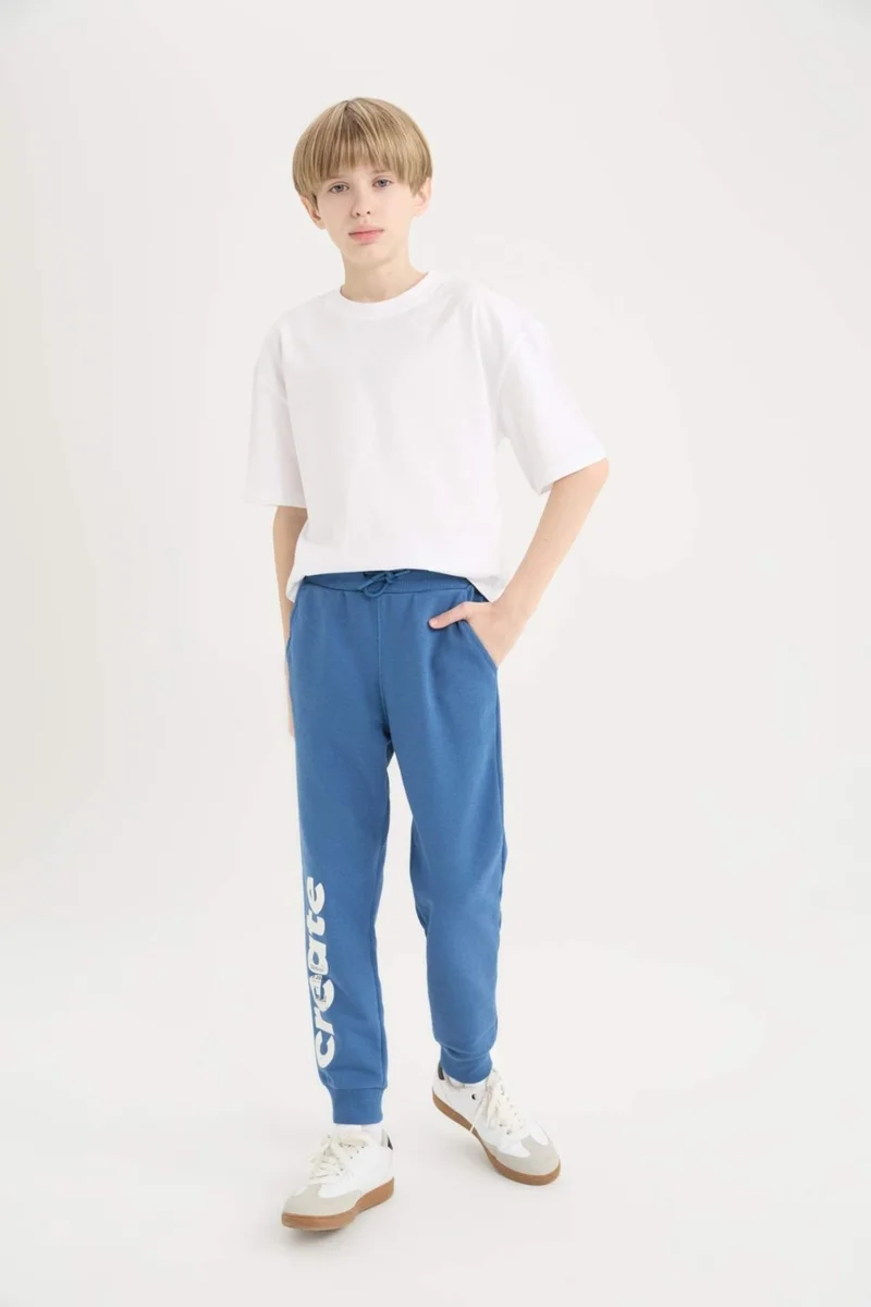 ديفاكتو Boy's Elastic Waist Leg Pocket Printed Tracksuit Bottoms D9994A825SP