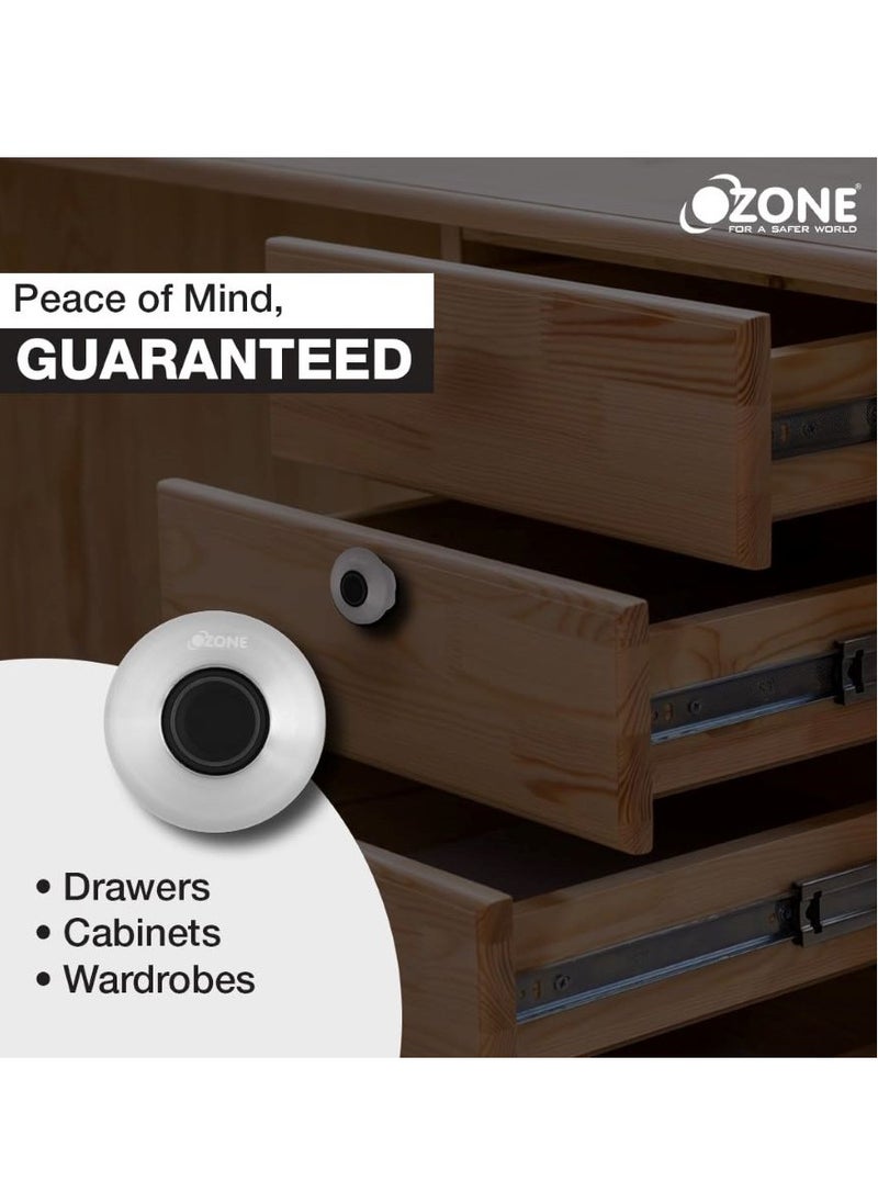 Ozone - OZFL-55F SN Fingerprint Lock for Wooden Cabinets, Wardrobes, & Drawers | Access Automatic Locking System | Smart Digital Furniture Lock (Silver) | By Ozone India - Image 1