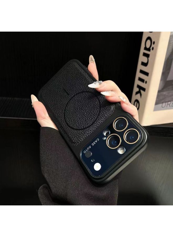 Large Window Design With Lychee Texture Suitable For Iphone 17 Pro Max Magnetic Phone Case, Apple 15/16 Business Leather Texture Protection