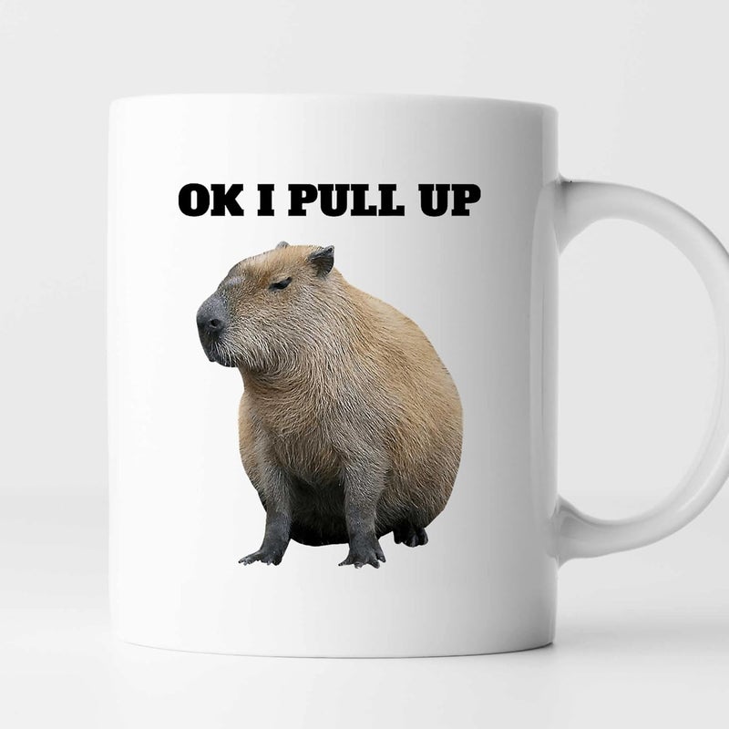 VIGAT Ok I Pull Up Capybara Coffee Mug Funny Capybara Mug Cute Capybara Tea Mug Capybara Lover Mug Capybara Fan Mug Ceramic Glossy Mug Gift for Family Friends Coworkers 11 Oz