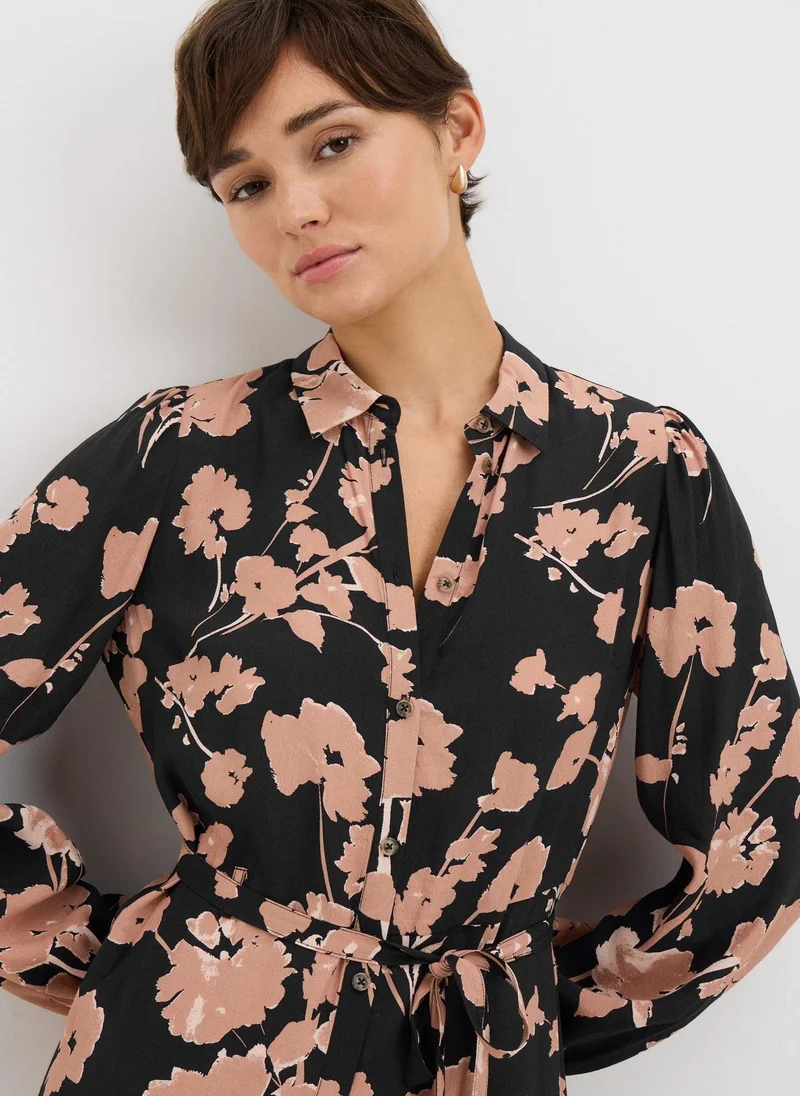 ماتلان Pink Large Floral Mini Shirt Dress