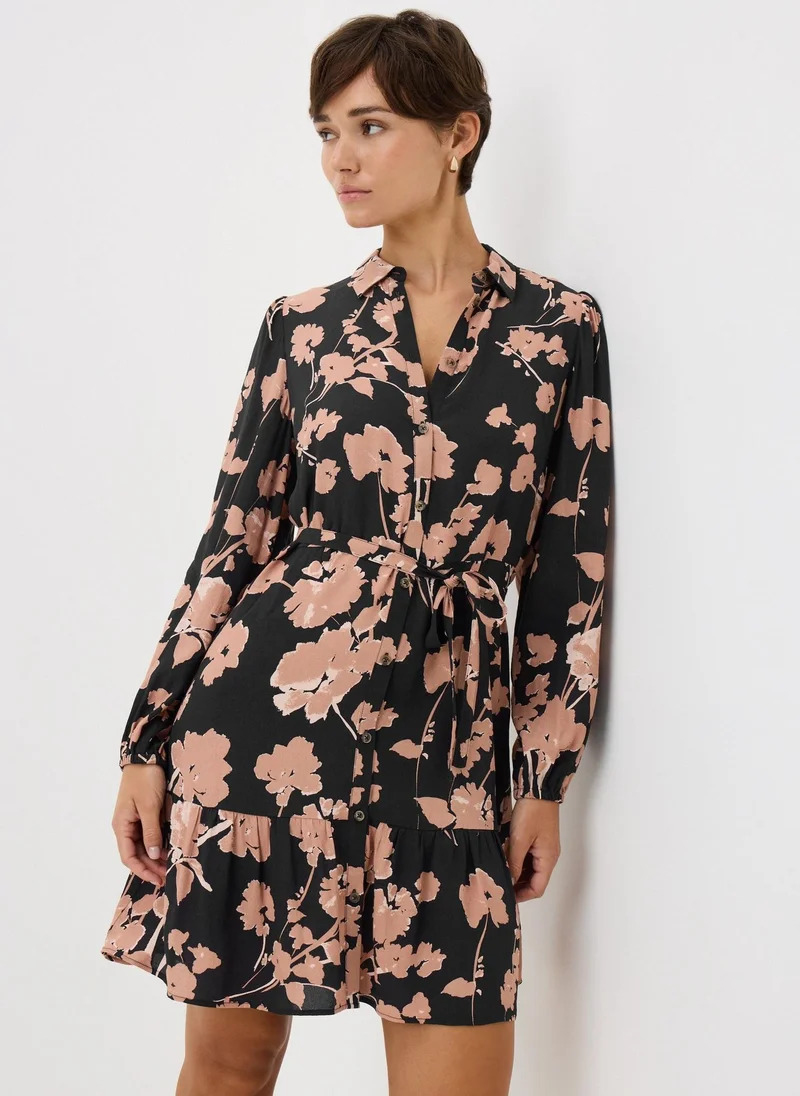 ماتلان Pink Large Floral Mini Shirt Dress