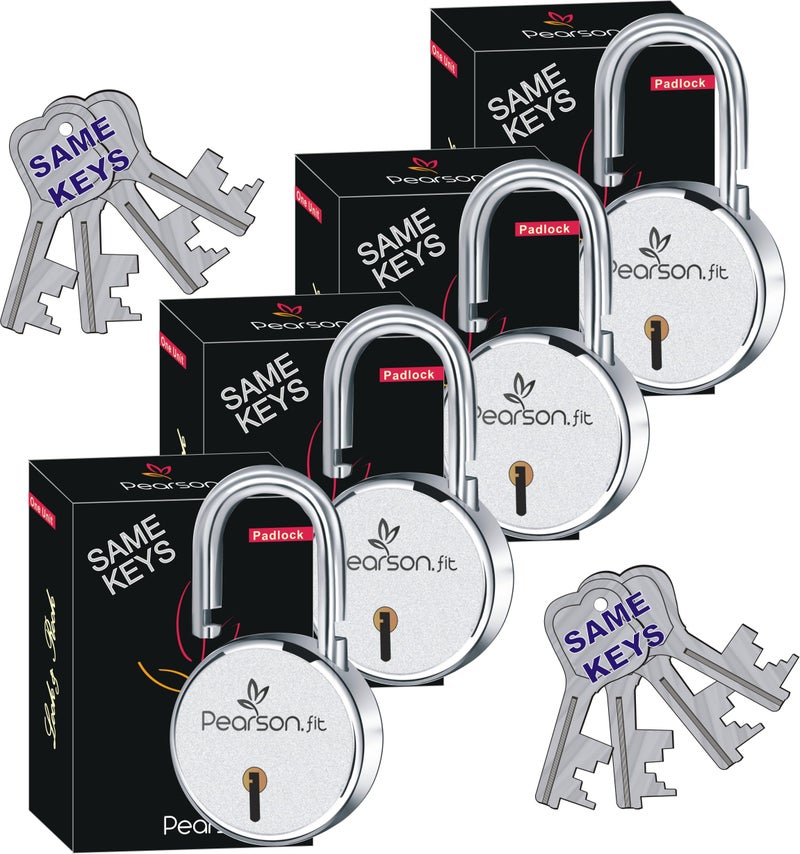 Pearson.fit Round Padlock 65mm 4 Lock Open with 8 Same Key 8 levers Double Locking Anti Thift Weather-Resistant Shop Shutter High Security Main Door Lock for Home - Image 1