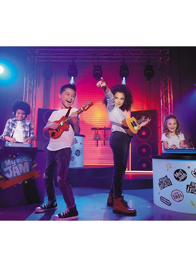 little tikes Little Tikes My Real Jam Twice The Fun Guitar, Two Toy Electric Guitars with Cases and Straps, 4 Play Modes, and Bluetooth Connectivity