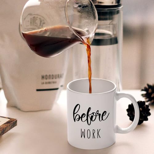 Futtumy Before Work After Work Gift Set 11oz Coffee Mug 17oz Stemless Wine Glass 2oz Shot Glass Set for Boss Coworker Manger Leader Employee, Office Gifts Bosses Day Gifts Christmas Gift for Women - Image 3