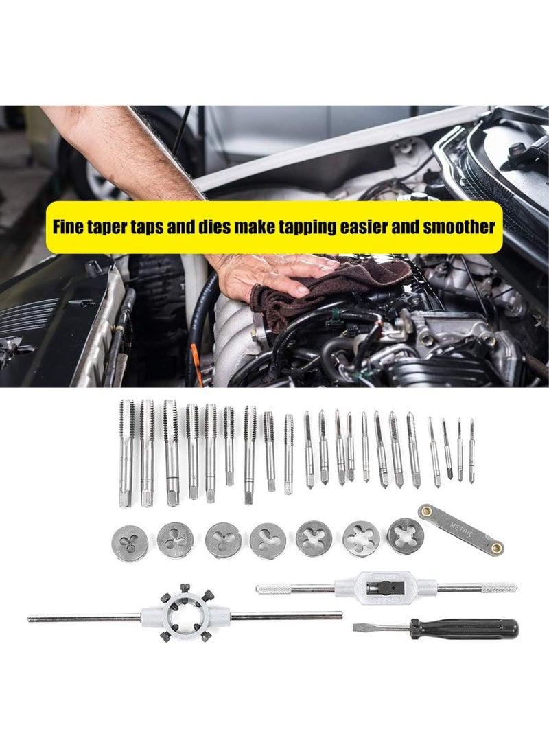 GGOOT 32pcs Tap Die Wrench Set Thread Hand Tool Kit Alloy Steel Portable High Hardness Hardware Supplies for Mechanist Industrail General Operating - Image 3
