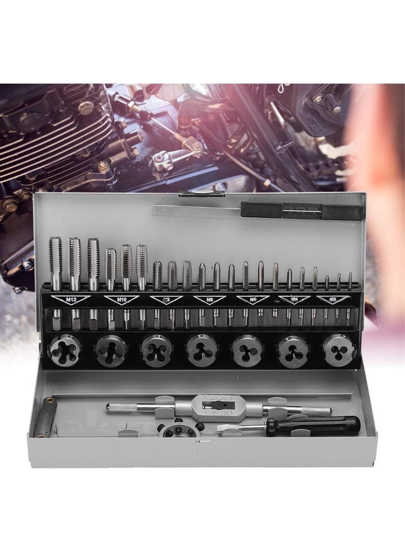 GGOOT 32pcs Tap Die Wrench Set Thread Hand Tool Kit Alloy Steel Portable High Hardness Hardware Supplies for Mechanist Industrail General Operating - Image 2