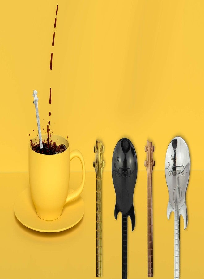Winkee - Guitar Coffee Spoon Set of 4 - Stylish Spoons in Guitar Design | Multicolor Teaspoons | Espresso Spoons | Stainless Steel - Image 2