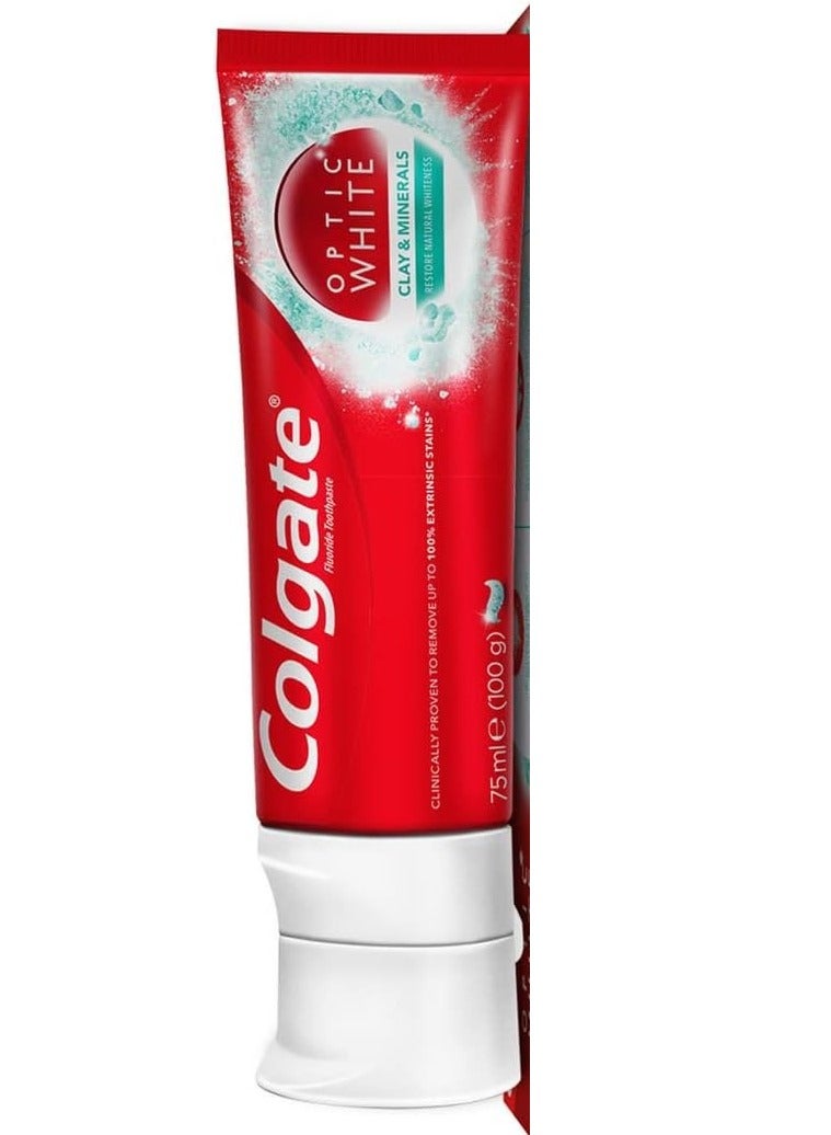 Colgate Optic White Clay and Minerals Remove Stains and Restore Natural Whiteness, Mint, - Image 1