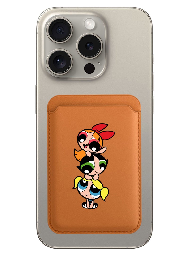 Theodor Magnetic Wallet, Compatible with MagSafe Wallet, for iPhone Wallet, for iPhone 16/15/14/13/12 Series, Not for iPhone 13/12 mini, 3 Card Holder, Vegan Leather, Brown - Powerpuff - Image 1