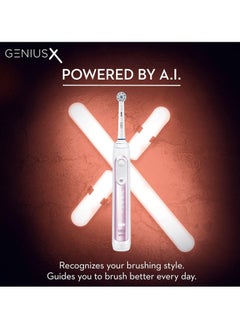 Oral-B Oral-B Genius X Electric Toothbrush with Artificial Intelligence, App Connected Handle, Travel Case, 6 Mode Display with Teeth Whitening, Pink  - Image 2