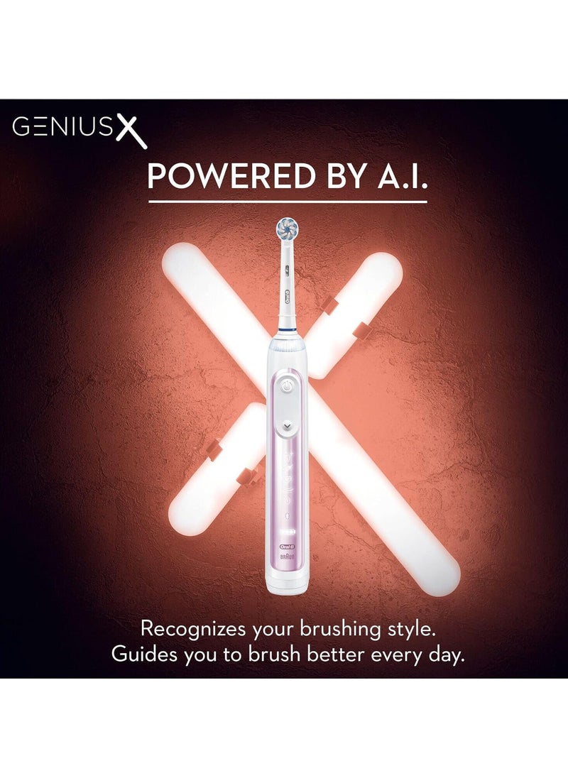Oral-B - Oral-B Genius X Electric Toothbrush with Artificial Intelligence, App Connected Handle, Travel Case, 6 Mode Display with Teeth Whitening, Pink - Image 1