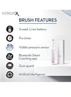 Oral-B Oral-B Genius X Electric Toothbrush with Artificial Intelligence, App Connected Handle, Travel Case, 6 Mode Display with Teeth Whitening, Pink  - Image 3