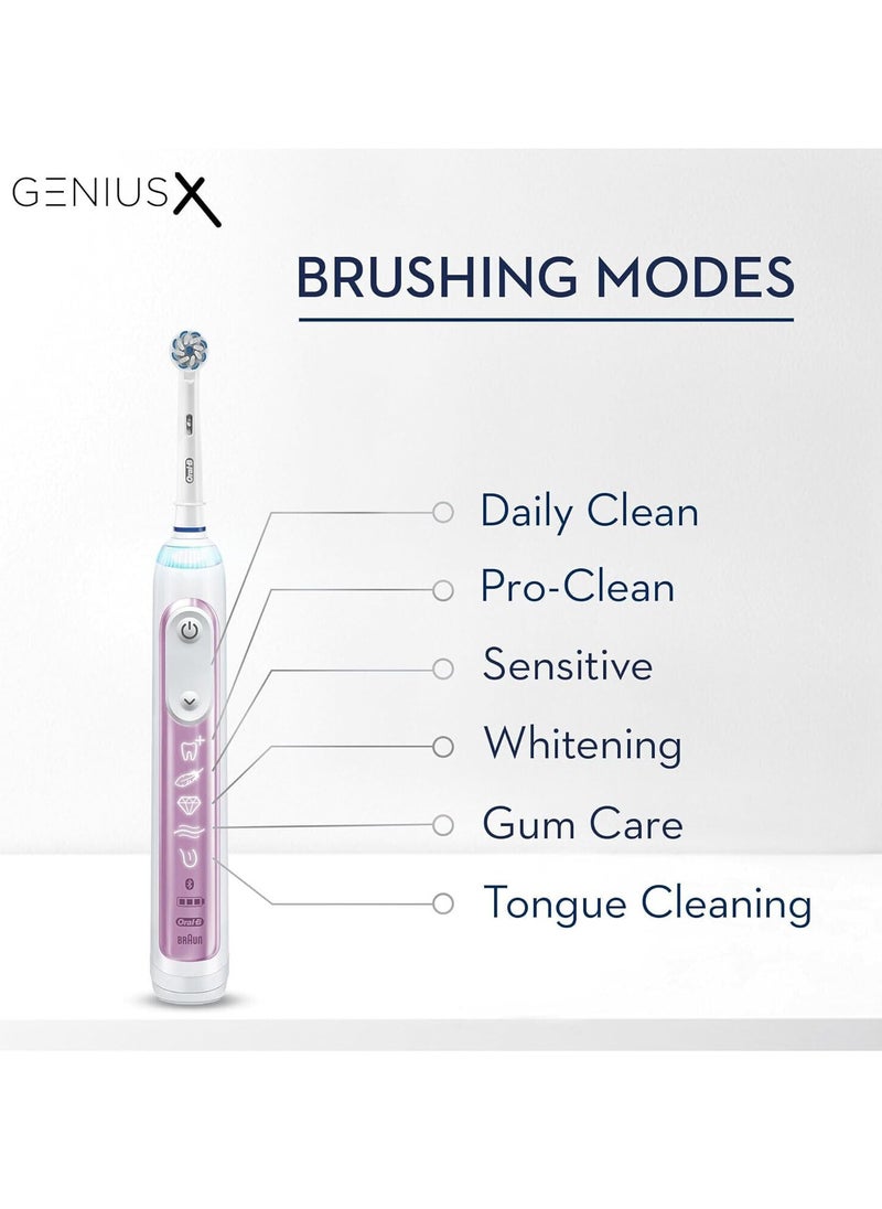 Oral-B - Oral-B Genius X Electric Toothbrush with Artificial Intelligence, App Connected Handle, Travel Case, 6 Mode Display with Teeth Whitening, Pink - Image 1